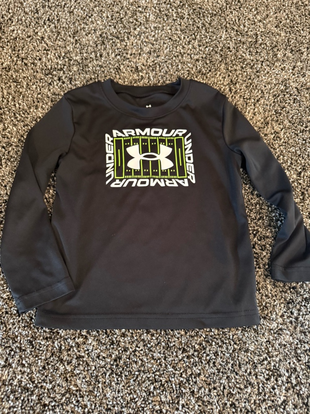 Under Armour Black Long-Sleeve Tee with Neon Green Logo